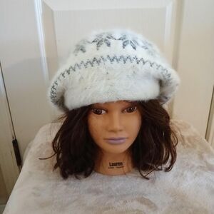 Country Door Fuzzy Angora Blend Snowflake Cloche Hat One Size Cottage Fairy